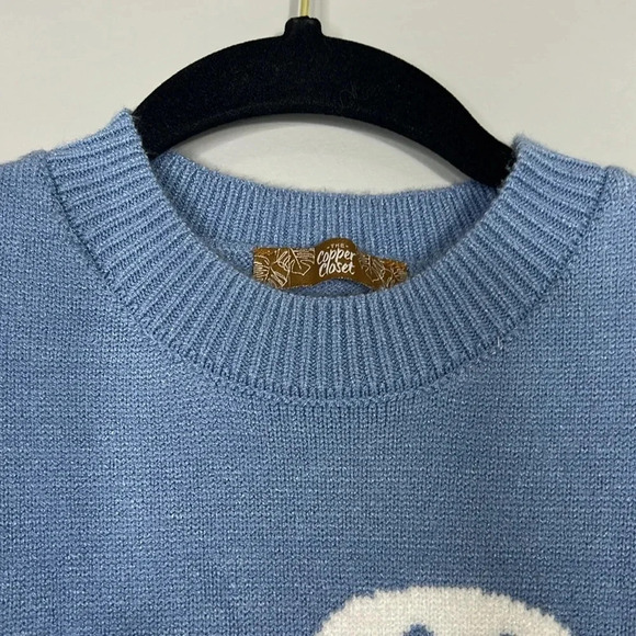 Copper Closet Blue Smiley Face Cropped Tank Top - Size Small - EUC - Picture 2 of 9